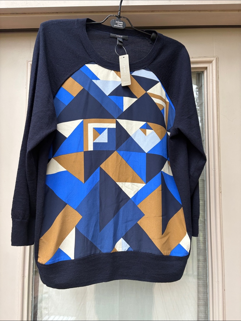 Geometric Print Navy Blue Women’s Sweater